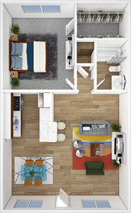 One Bedroom / One Bath - 740 Sq.Ft.*